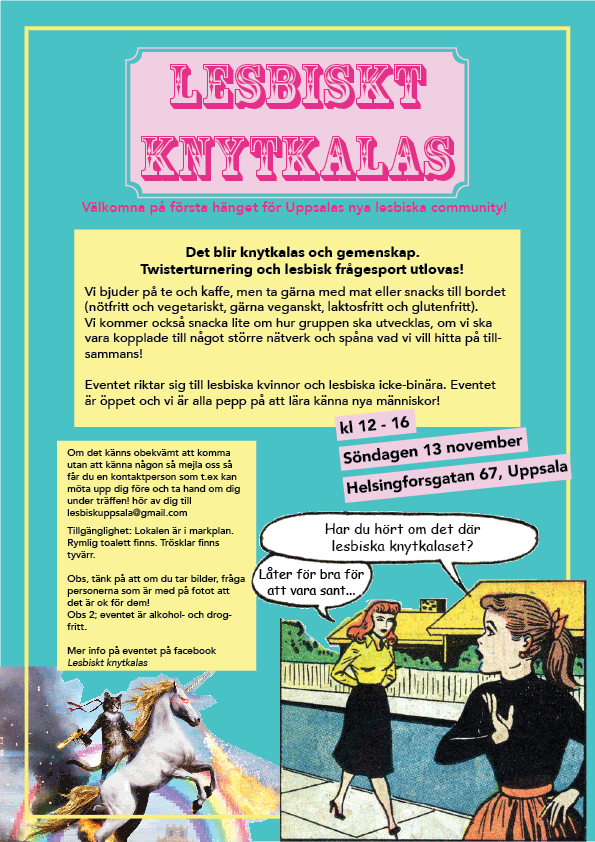 Affisch för lesbiskt knytkalas Uppsala